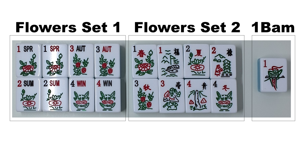 Mahjong flowers and 1 Bam tiles